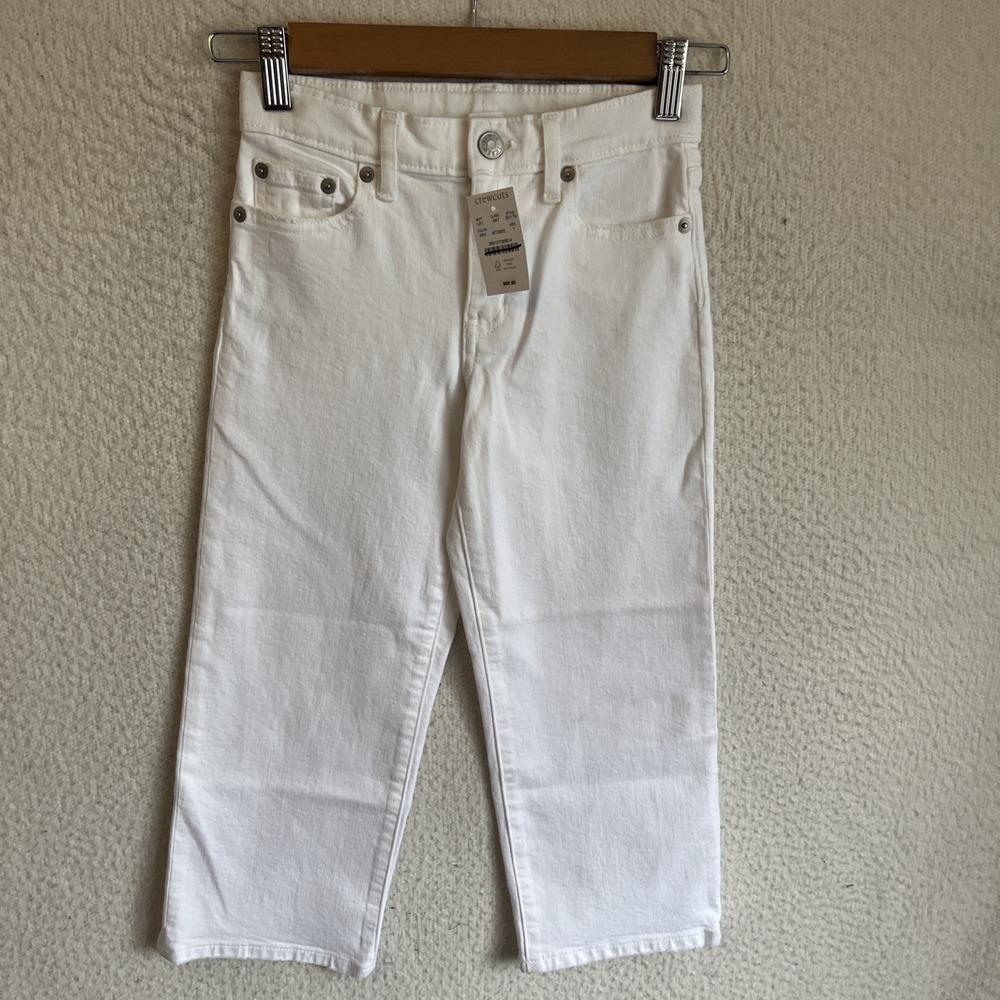j crew Girls Slim Wide Jeans Size 7 White‎
